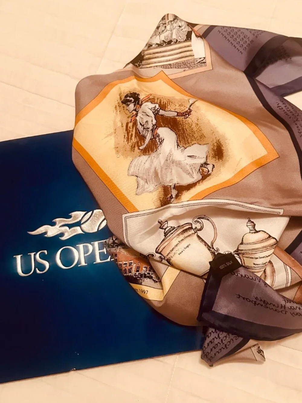 1998 US OPEN TENNIS COMMEMORATIVE SILK SCARF ---Listing all Champions